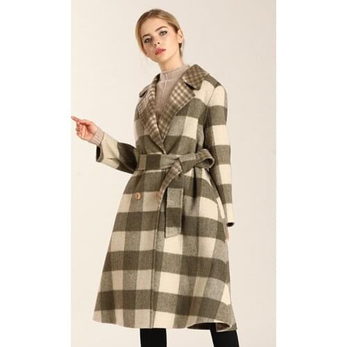 Wool Women Korean Vintage Plaid Coat Ladies Jackets Double Sided Long Jacket Abrigos Mujer Invierno 2020 9R286 YY518