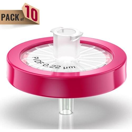 Syringe Filters,PVDF Membrane 0.22μm Pore Size,25mm Diameter,10 Pcs by Ks-Tek
