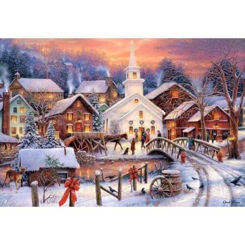 Snowy house, woods scenery Cross Stitch Kits Needlework Sewing Embroidery Crafts 14ct Unprinted DIY Arts Handmade Home Decor