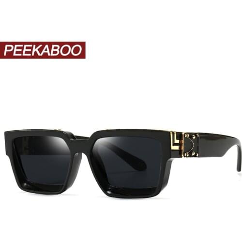 Peekaboo black square sunglasses for men uv400 gift for birthday male sun glasses for women 2021 hot-selling winter accessories