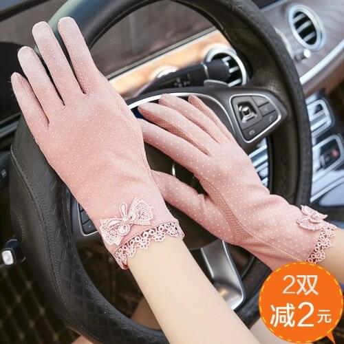Sun protection gloves ladies thin summer cycling long shade riding spring and autumn winter summer short non-slip cotton gloves