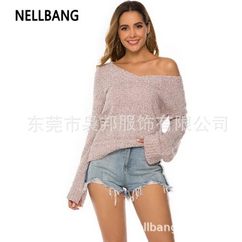 Sleeve V Collar Head Sweater Womens Thick Wool Loose Knit Sweater Women Autumn and Winter 2020 Womens Wool Sweater Top