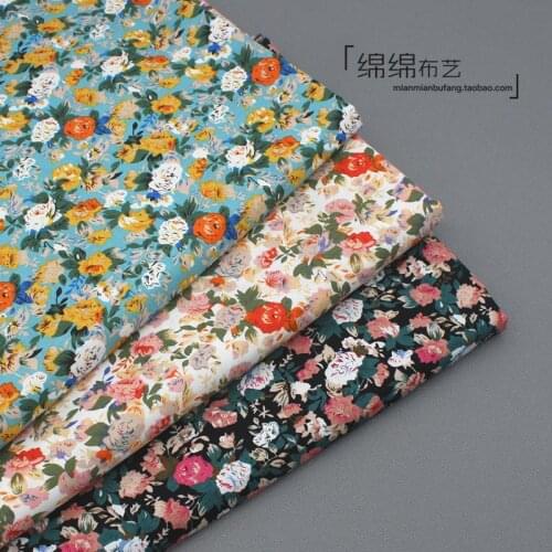 50cm * 145cm / piece, Chinese Rose Print Cotton Cloth,Shirt,Dress,Headscarf,Cloth,Curtain,Tablecloth Fabric, DIY Manual Material