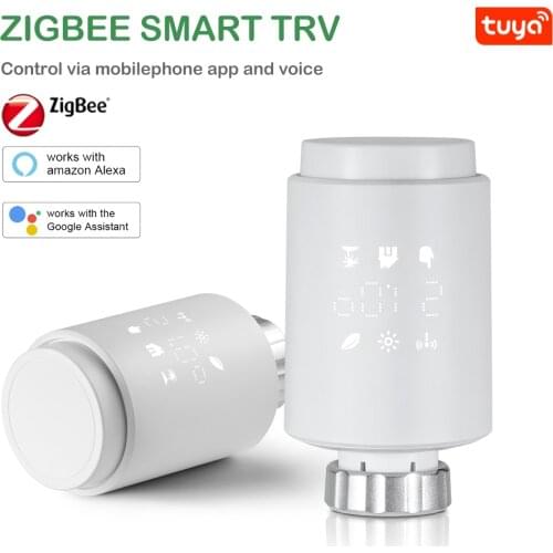 TRV ZigBee3.0 Smart Radiator Actuator Programmable Thermostatic Radiator Valve Temperature Controller Voice Control via Alexa