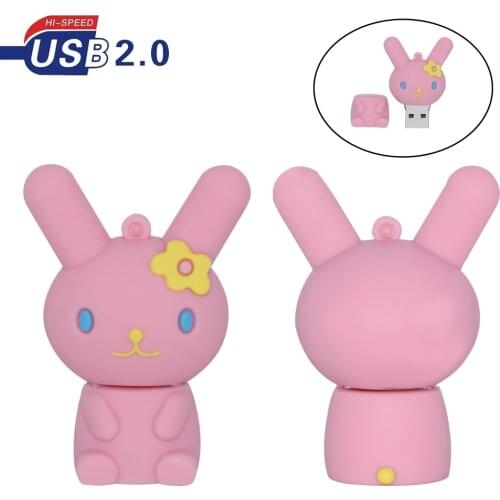 High Speed USB Flash Drive 4GB 8GB 16GB 32GB 64GB Cute Pink rabbit usb flash drive usb 2.0 pen drive 128GB storage devices