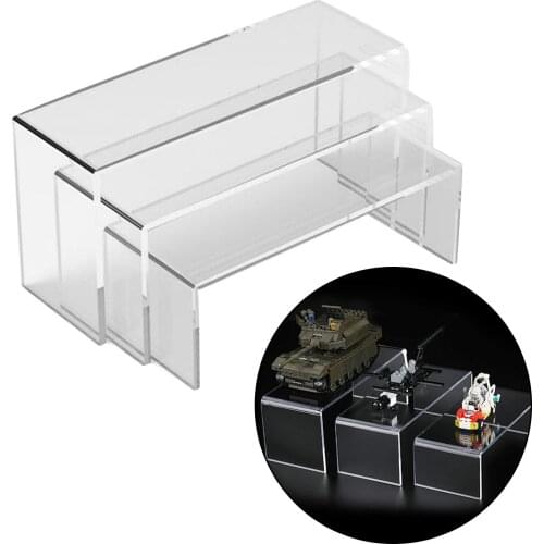 Clear 3-Steps Display Riser Glasses Cars Dolls Model Toys Ladder Rack Shelf