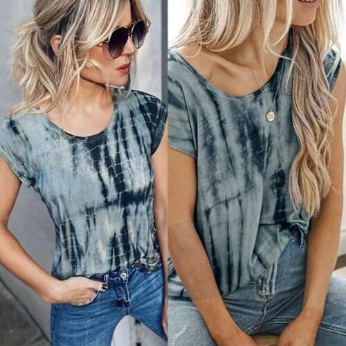 Women Summer T-Shirt Tie Dye Short Sleeve Casual Loose T-Shirt Female Crop Tops Slim Tee Shirt