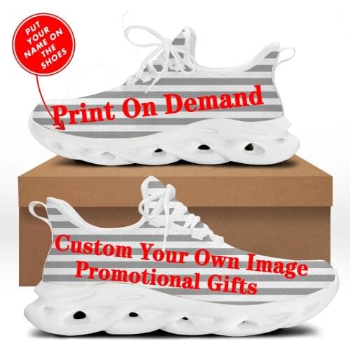 INSTANTARTS Women Lace Up Sneaker Custom Image/Name/Logo Brand Design Breathable Flats Walking Shoes Zapatos Mujer Dropshipping