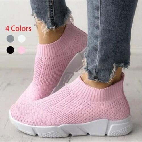Factory Outlet Women Shoes Plus Size 42 Stretch Fabric Sneakers Women Casual Vulcanize Shoes Female Slip On Basket Socks Shoes