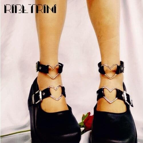 Brand Girls Marry Jane Pumps Heart Buckle Platform Lolita Cosplay Womens Pumps Gothic Sweet Pink Spring Womens Shoes Size 43