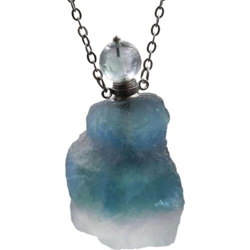 Natural Irregular Crystal Gem Stone Perfume Bottle Necklaces Green Aventurine Perfume Oil Bottle Pendant Women Jewelry 634D