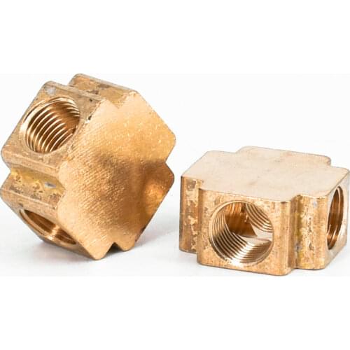 1/8" 1/4" 3/8" 1/2" 3/4" NPT Female Cross 4 Ways Block Brass Pipe Fitting Water Gas Oil 150 PSI For Pressure Gauge