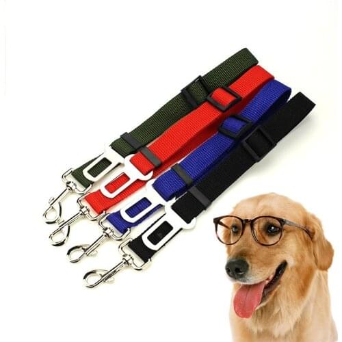 Dog Car Seat Belt Safety Protector Travel Clip Pet Accessories Adjustable Puppy Leash Collar Breakaway Solid Car Harness W0285
