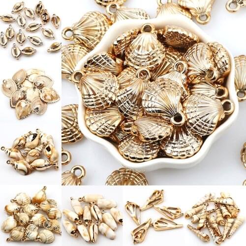 Acrylic Shell Pendant Gold-Plated Plastic Beads For Jewelry Making DIY Charm Necklace Fashion Backpack Decoration Accessories