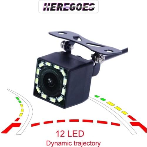 Fisheye Dynamic trajectory Car Rear View Camera HD 4 8 12 LED Night Vision Backup Parking Universal Waterproof For Car Radio