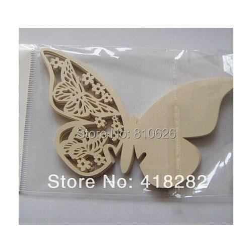 Free Shipping 12X pearl Ivory Butterfly Laser Cut Cup Card Wedding Seat Name Card baby show Favor paper craft