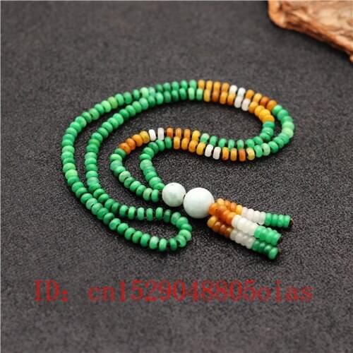 20 Inches Natural Green Jade Jadeite 6mm Three Colored Beads Necklace Fashion Charm Jewelry Carved Amulet Gifts for Women Men