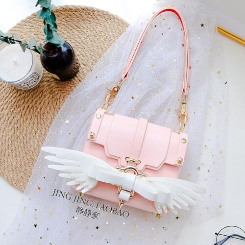 Card Captor Sakura Cosplay PU Leather Bownot Wing Handbag Fashion Girls Shopping Shoulder Crossbody Messenger Bags Backpack Gift