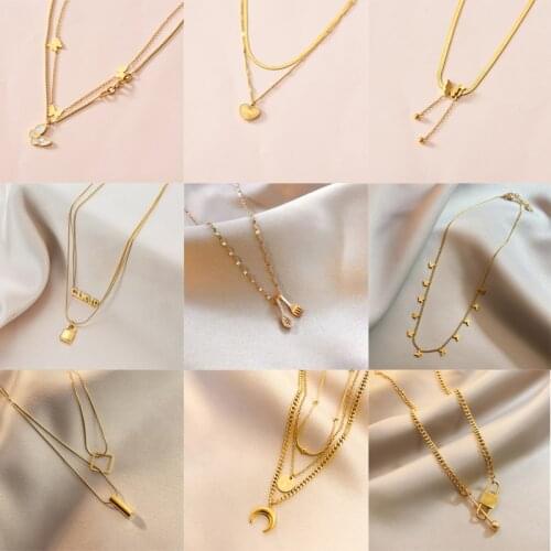 YAOLOGE Stainless Steel New Gold Color Geometric Necklace For Women Chain Choker 2021 Trend Party Gift Fashion Jewelry Wholesale