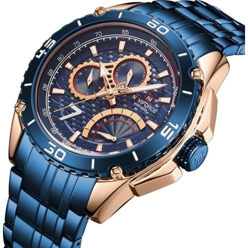 2021Fashion Casual Men Watch NAVIFORCE Top Brand Luxury Rose Blue Wristwatches Military Stainless Steel Analog Quartz Date Clock