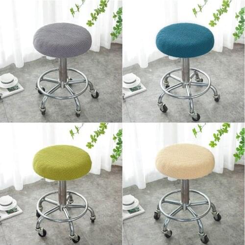 Polar Fleece Bar Stool Cover Round Chair Cover for Bar Office Elastic Seat Cover Solid Color Chair Dust Proof Protector Elastic