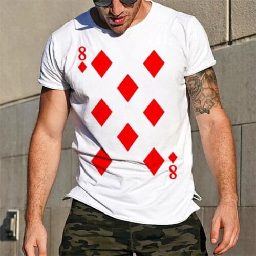 Men Printed Poker T-shirt Summer Loose Casual Plus Size Short Sleeve Graphic Tees T Shirts Boys Cotton Oversized Tshirts Xxxl