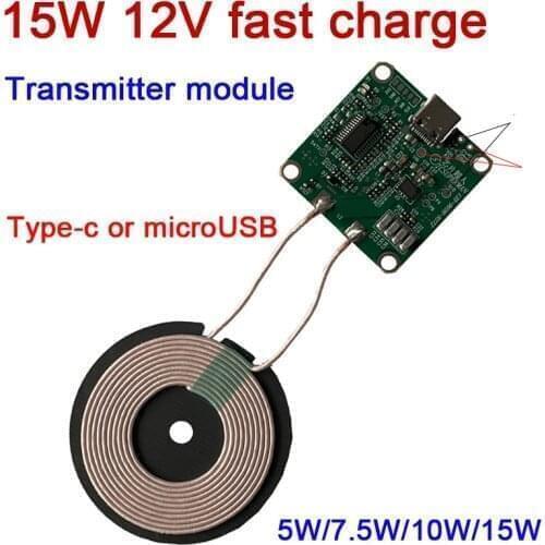 DYKB 15W high power 5V 12V fast charging wireless charger transmitter module Type-c USB + coil Qi FOR CAR PHONE battery