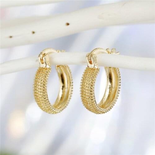 Dayoff European Wide Hoop Earrrings for Womens Jewelry Gift Punk Korea Small Simple Gold Color Women Earrings E727