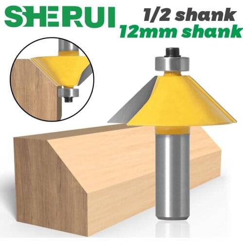 1pc 1/2" 12mm Shank High Quality 45 Degree Chamfer & Bevel Edging Router Bit Wood Cutting Tool woodworking router bits