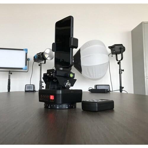 YT-1000 Motorized Pan Tilt Head with 1/4 Quick Release Plate + Phone Holder Live Mobile Phone Camera Remote Shooting PTZ