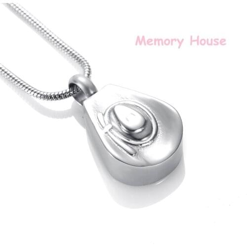 JJ002 Teardrop With Cowboy Hat Cremation Jewelry For Ashes Keepsake Pendant Stainless Steel Memorial Urn Necklace
