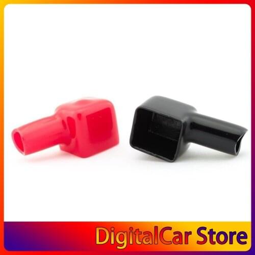 Durable 2pcs Red&Black Square Motorcycle Battery Terminals Rubber Covers Universal fit for Bike Scooter for Kart ATV New