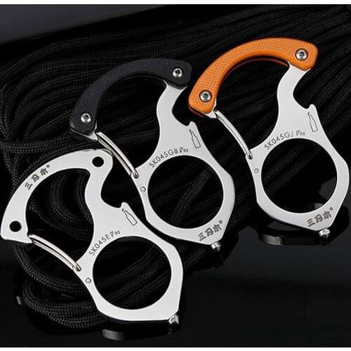 Stainless steel Key Finger Hanging Buckle Outdoor Multi-function Bottle Opener Glass Breaker Camping Survival Tool