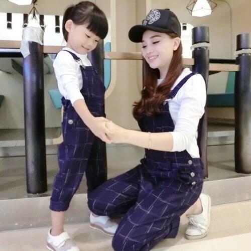 Family Clothing Mother Daughter Clothing Tops+Overall Pants Sets Mom and Daughter Clothes Family Set Parent-Child Clothing