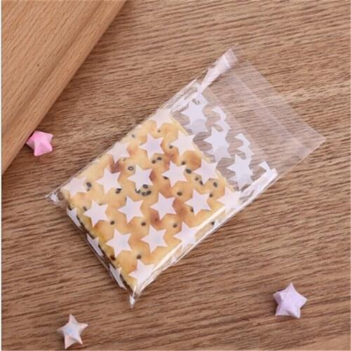 Creative 100pcs Transparent Wedding Candy Gift Plastic Cookie Bags Self-adhesive Christmas Biscuits Cookies Packaging Bag With G