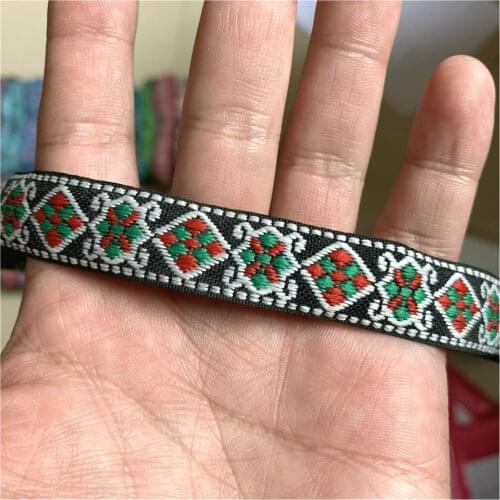 ZERZEEMOOY 16mm 1.6CM 5yard/set Woven Jacquard Ribbon Geometric pattern black backgrou Christmas Lace Ribbon