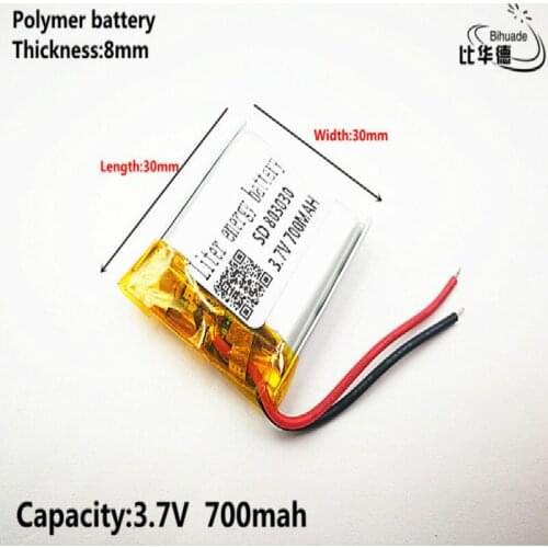 Liter energy battery Good Qulity 3.7V,700mAH,803030 Polymer lithium ion / Li-ion battery for TOY,POWER BANK,GPS,mp3,mp4
