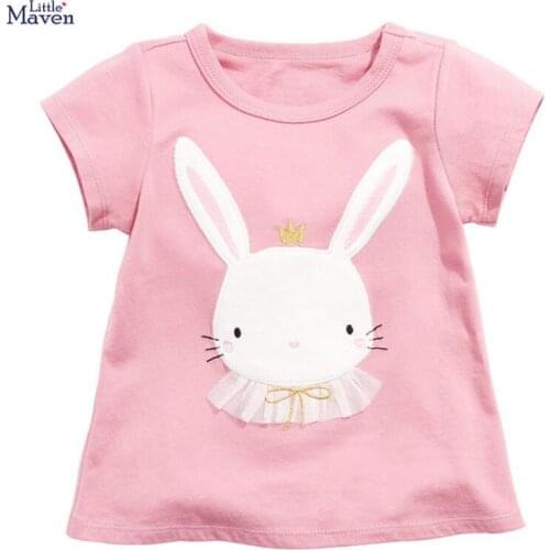 Little maven children 2020 summer new baby girls clothes bunny cloth brand cotton short sleeve t shirt girl tee tops 51678