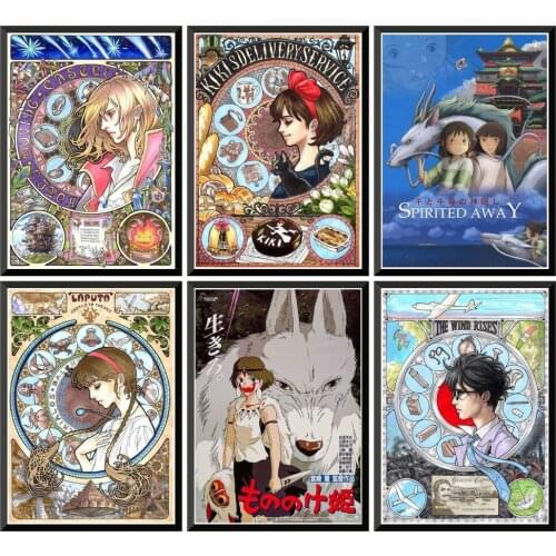 Best Studio Ghibli Hayao Tororo Japanese anime Poster Vintage Poster Wall Stickers For Home Bar Cafe 42X30cm