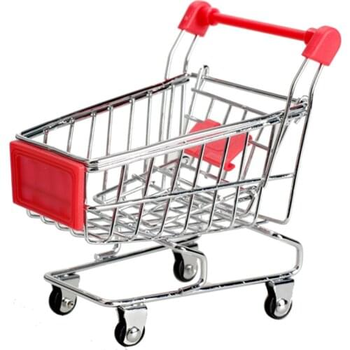 Cute Child Storage Box For Toys Mini Toy container Supermarket Handcart Shopping Utility Cart Mode Toy Storage Red
