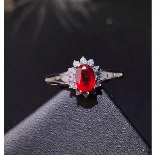 New Shop Promotion Natural Ruby Lady Ring Color Good 925 Silver Mosaic Explosion Recommended