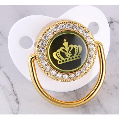 BPA Free Natural Silicone Baby Pacifier White Crown Infant Dummy Bling Orthodontic Nipple For Baby Feeding
