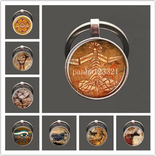 New Idea Horus Ancient Eye Keychain Egypt Blue Evil Eye Mens Gift Women Cave Handmade Art Keyring Jewelry Mandala Flower