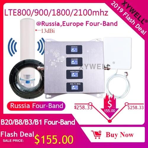 New!! LTE800 (Band20)/900/1800/2100 mhz Four-Band Cellular Amplifier 4g GSM Mobile Signal Booster gsm repeater 2g 3g 4g Repeater
