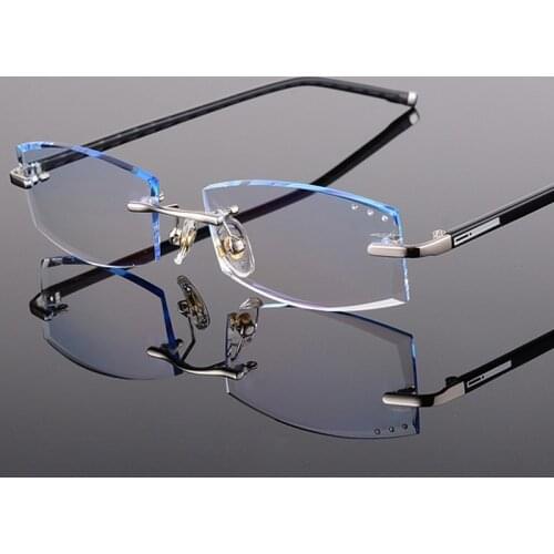 Comfort Diamond Trimming Glasses Rimless Eyeglasses Myopia Myopia Frames Mens Eyewear Prescription Hipster Glasses