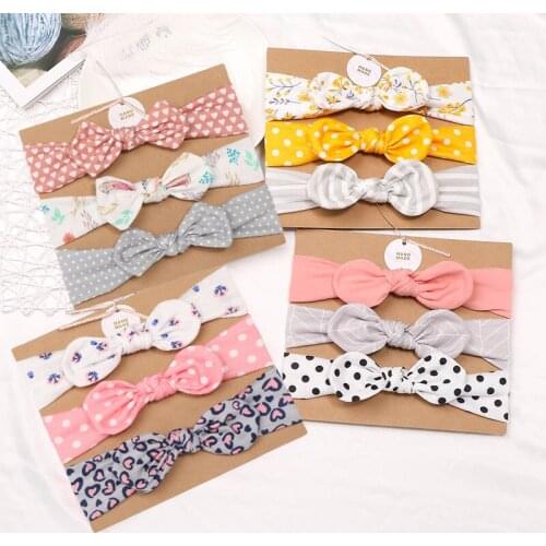 Factory Wholesales 0-24M Baby Floral Print Headbands Newborn Infant Toddler Hairbands and Bows Fancy Girls Hair Accessories