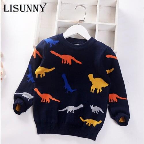 Autumn Winter 2021 New Baby Boys Sweater Cartoon dinosaur Thicken Children knitted Clothes Kids Pullover Jumper Toddler Sweaters