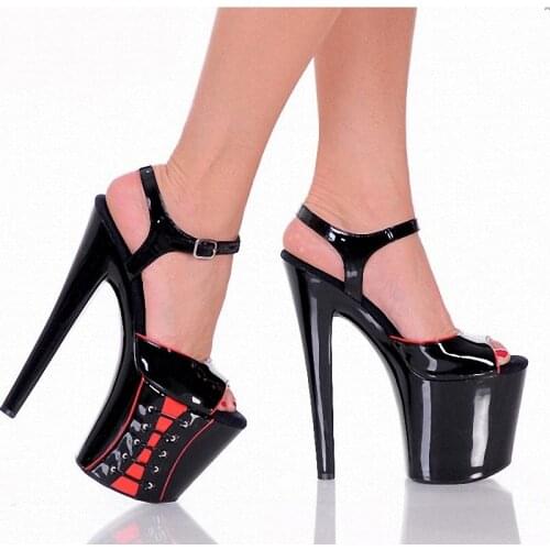 Sexy Fetish Mixed Colors Big Size Womens Platform Sandals 20CM Super High Stripper Heeled Shoes 8 Inches Models Pole Dance Shoes