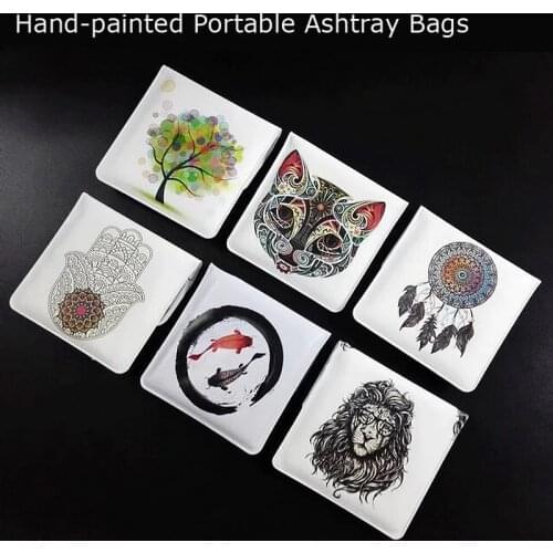 Chinese Style Hand-painted Portable Ashtray Bags Storage bag Created Pocket Ashtray Bag Original Small Coin Purse Pocket Pouch
