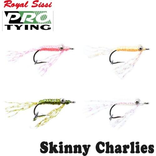 Royal Sissi Pro Tying 4pcs/box salewater fly fishing skinny crazy Charlies size8# sinking shrimp fly hooks artificial Bass lures